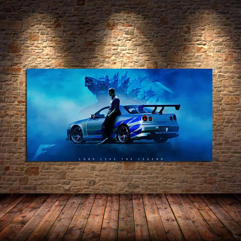 Skyline GT R R34 Тюнинг спортивных автомобилей HD Плакаты Cuadros Настенное искусство Картина Холст Картины Украшения для гостиной Домашний декор Изображение 1