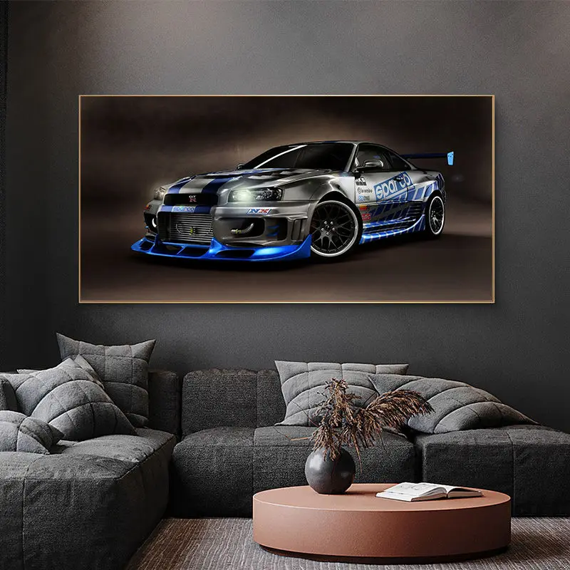 Skyline GT R R34 Тюнинг спортивных автомобилей HD Плакаты Cuadros Настенное искусство Картина Холст Картины Украшения для гостиной Домашний декор Изображение 2